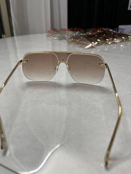 AIRE Venatici Bright Gold Rimless Aviator Sunglasses Gradient Lens NWOT main image 8